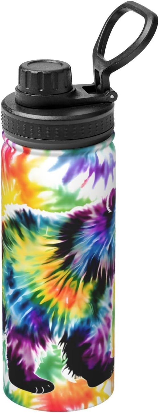 Bear Dancing Tie Dye Print Water Bottle 18 Oz Stainless Steel Bottle Sports Water Bottle For Men Women