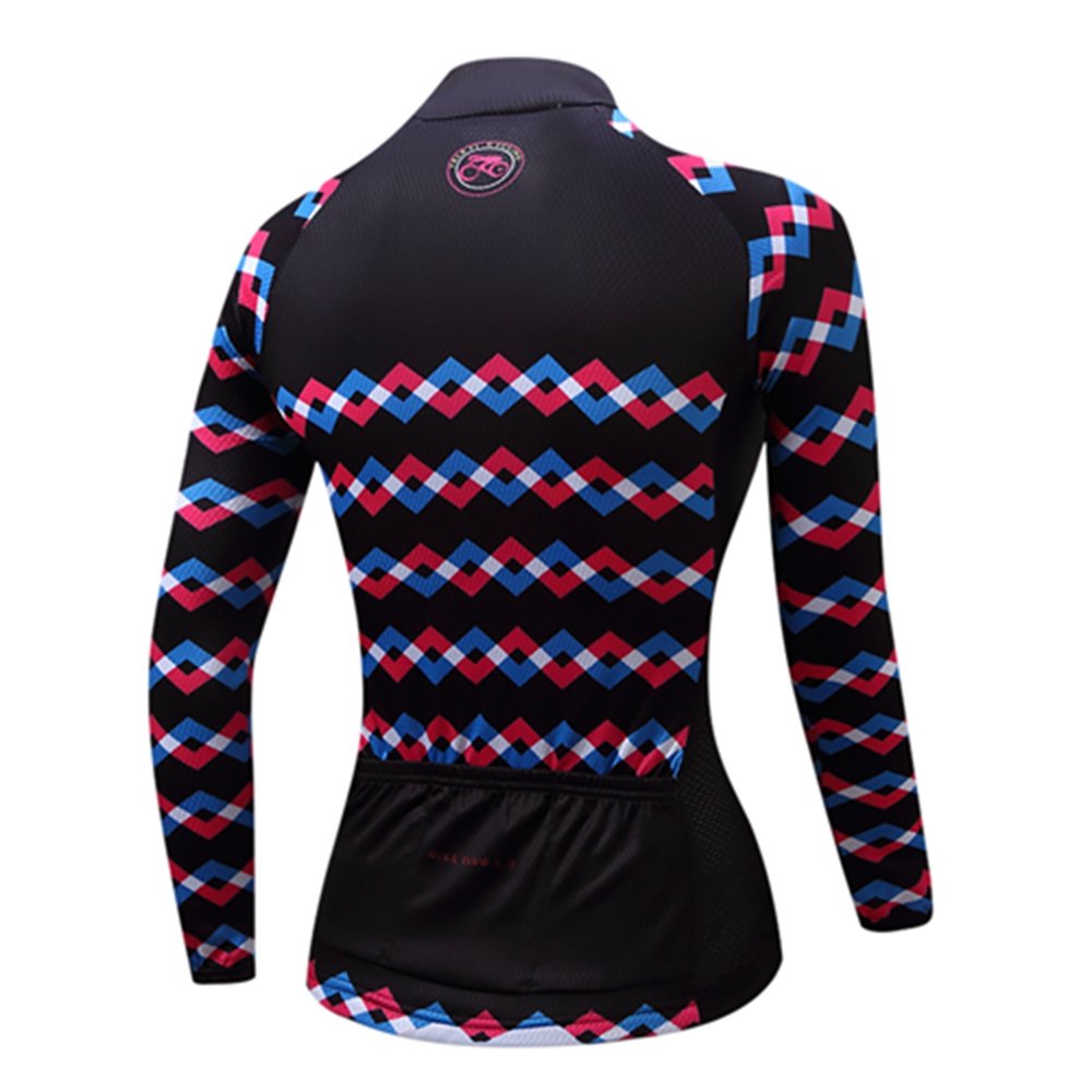 Cycling Jersey Women's Biking Breathable Long Sleeve Bicycle Shirt Top Wave Pink XXL