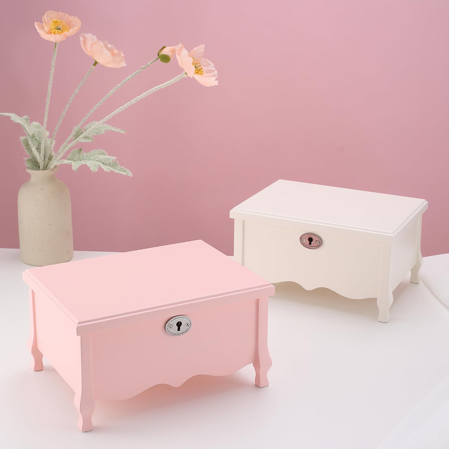 Large Footed Ballerina Musical Jewelry Box With Mirror and Lock For Girls-Pink Kid's Jewelry Storage Box,Children's Jewelry organizer Trinket Box for Holidays