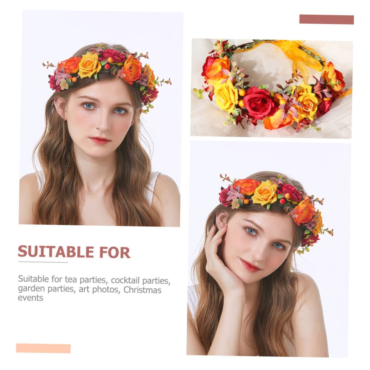 FRCOLOR 5 Pz Per Con Fiore Di Simulazione Per Ghirlanda Di Fiori Rosa Artificiale Copricapo Femminile Cerchietti Di Fiori Di Rose Finte Tessuto Ragazza Sposa