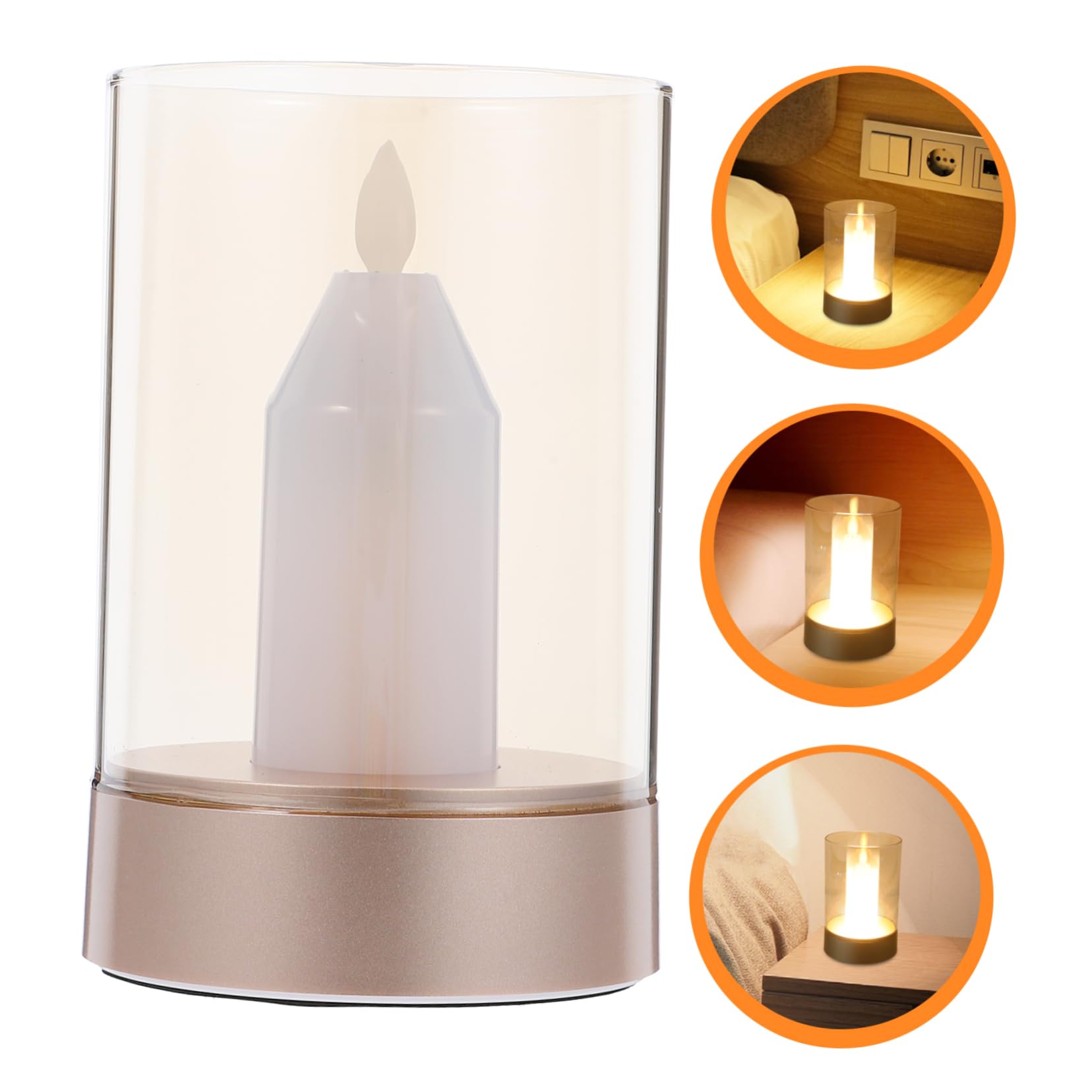 Hemobllo Luce Notturna Decorativa a Candela LED da Tavolo in Vetro