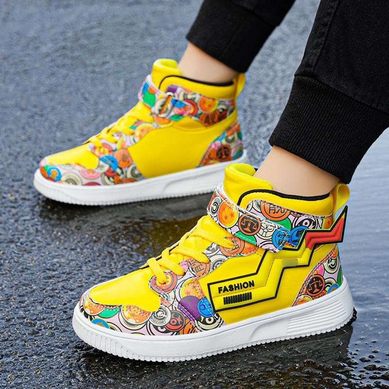 Image of Zixer Men's Light Weight High Top Platform Fashion Synthetic Leather Sneakers | Sports, Crazy Casual Shoes for Mens | Ankle Lace-Up Footwear for Men or Boys