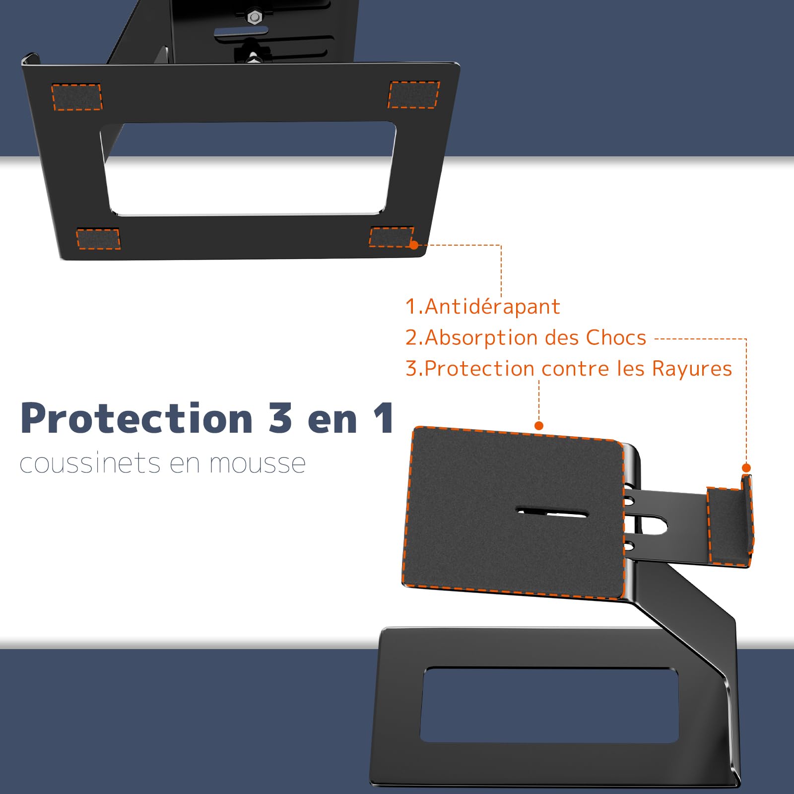 Supports pour Enceintes de Bureau,Supports pour la Plupart des Enceintes Bibliothèque Petites et Moyennes,Profondeur Max 19.6cm,Angle d'Inclinaison 6°,Socles Anti-Vibration avec Pads d'Absorption,Noir