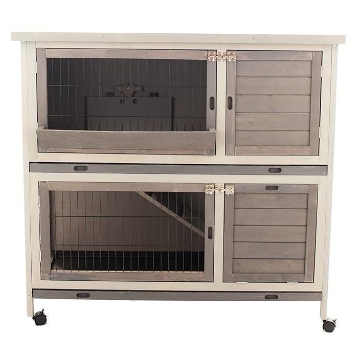 Buy Tradgo 48'' Indoor Rabbit Hutch on Wheels, Two Story Rabbit Cage