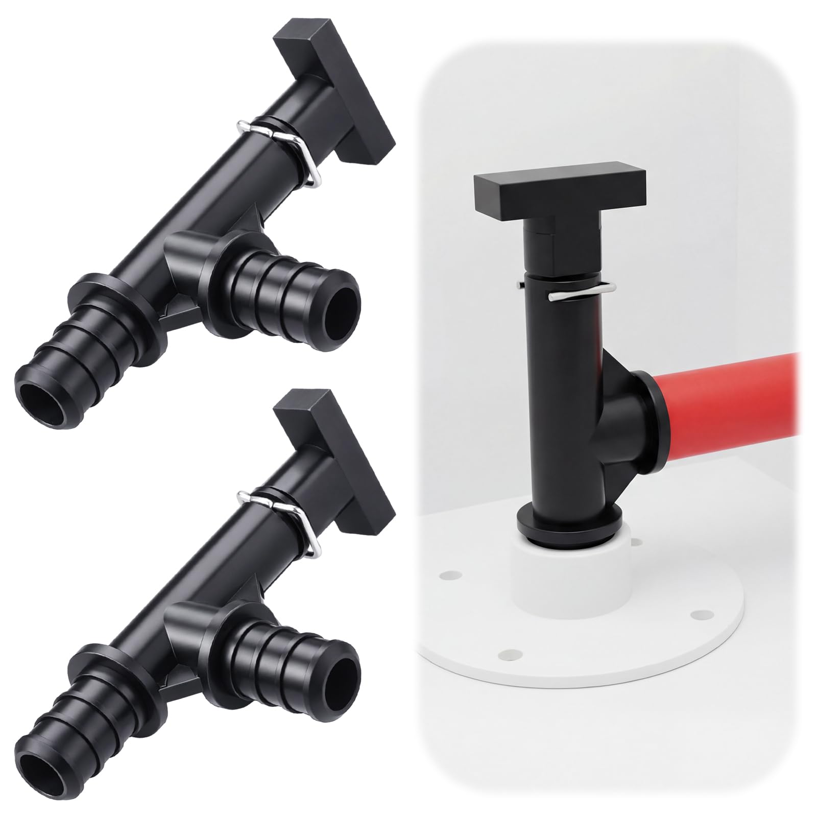 Photo 1 of Novabright 2 Pack 1/2 Inch Pex Rv Low Point Drain Valve 90° Rv Low Point Drain Valves Water Line Durable Plastic Pipe Fitting for Camping Trailers Boats(Black)