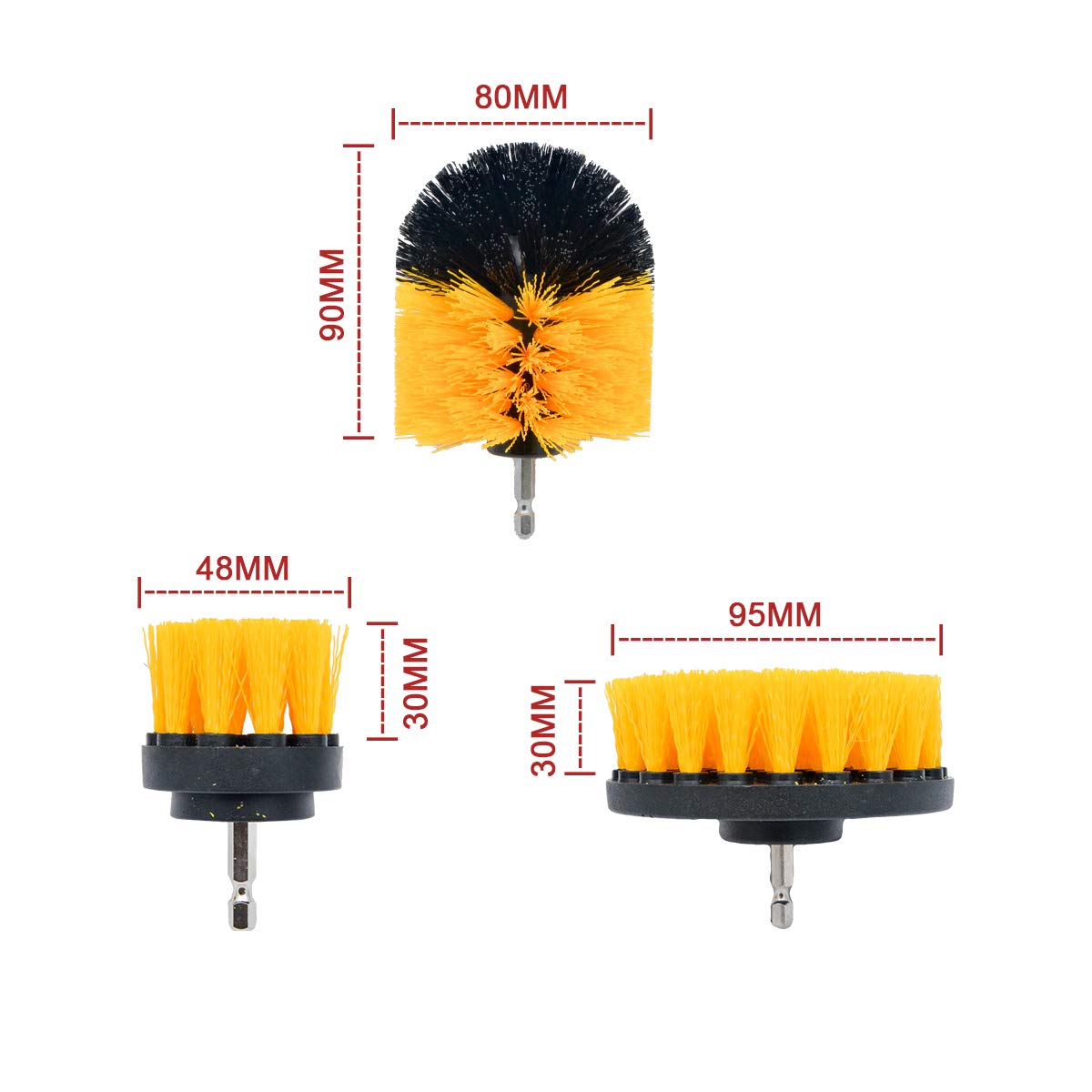 Nylon Drill Brush Attachment Set For Bathroom Cleaning - Power Scrubber Brush Kit For Bathtub, Shower, Tile, And Grout - All-Purpose Household Cleaning Brushes For Drill - Electric Grout Cleaner Kit - View #5