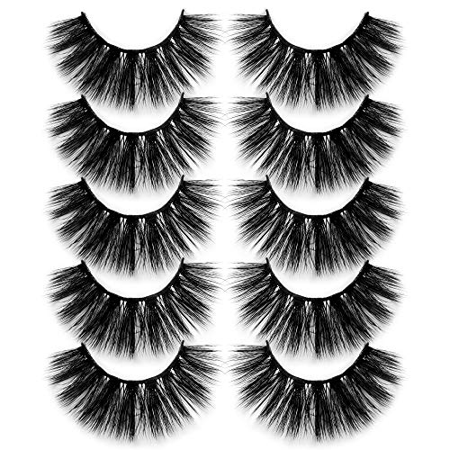 False Eyelashes 5D Dramatic Faux Mink Eyelashes 18mm Fluffy Fake Lashes Volume Thick Crossed Lashes Pack Soft Handmade Eye Lashes 5 Pairs