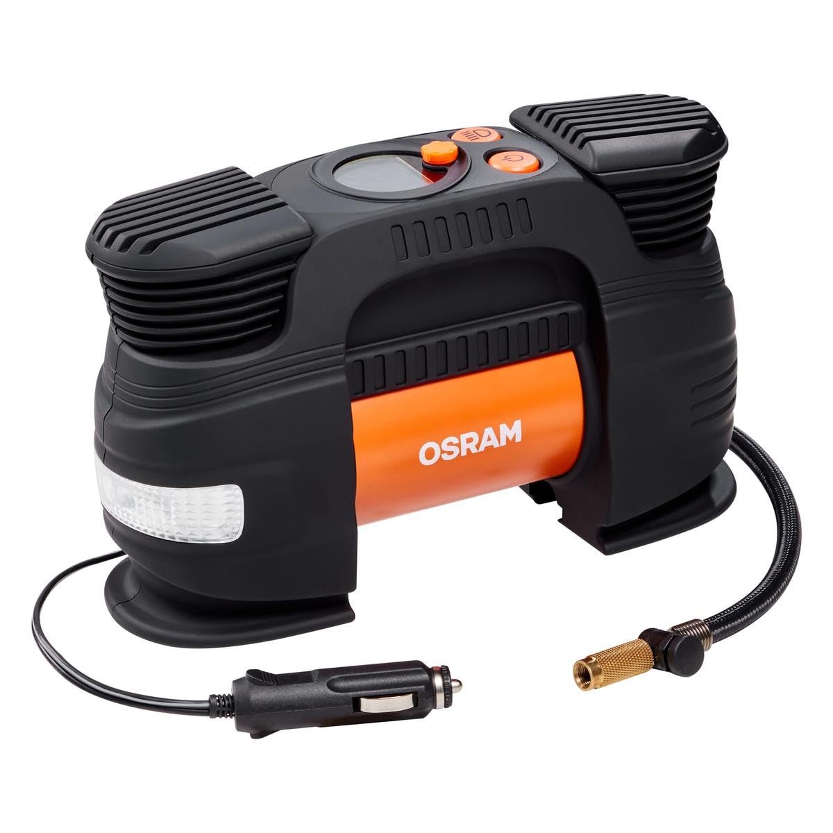 OSRAM TYREinflate 830, compressore per veicoli di grandi dimensioni, digitale con auto-stop e luce LED, valvola di sgonfiaggio, collegamento alla rete elettrica tramite presa 12V dell'auto