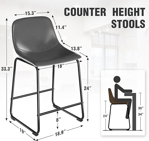 Miniatura 3 de TAVR Furniture Juego de 4 sillas de isla de piel sintética con respaldo que soportan hasta 500 libras para el hogar, cocina, comedor, bar,