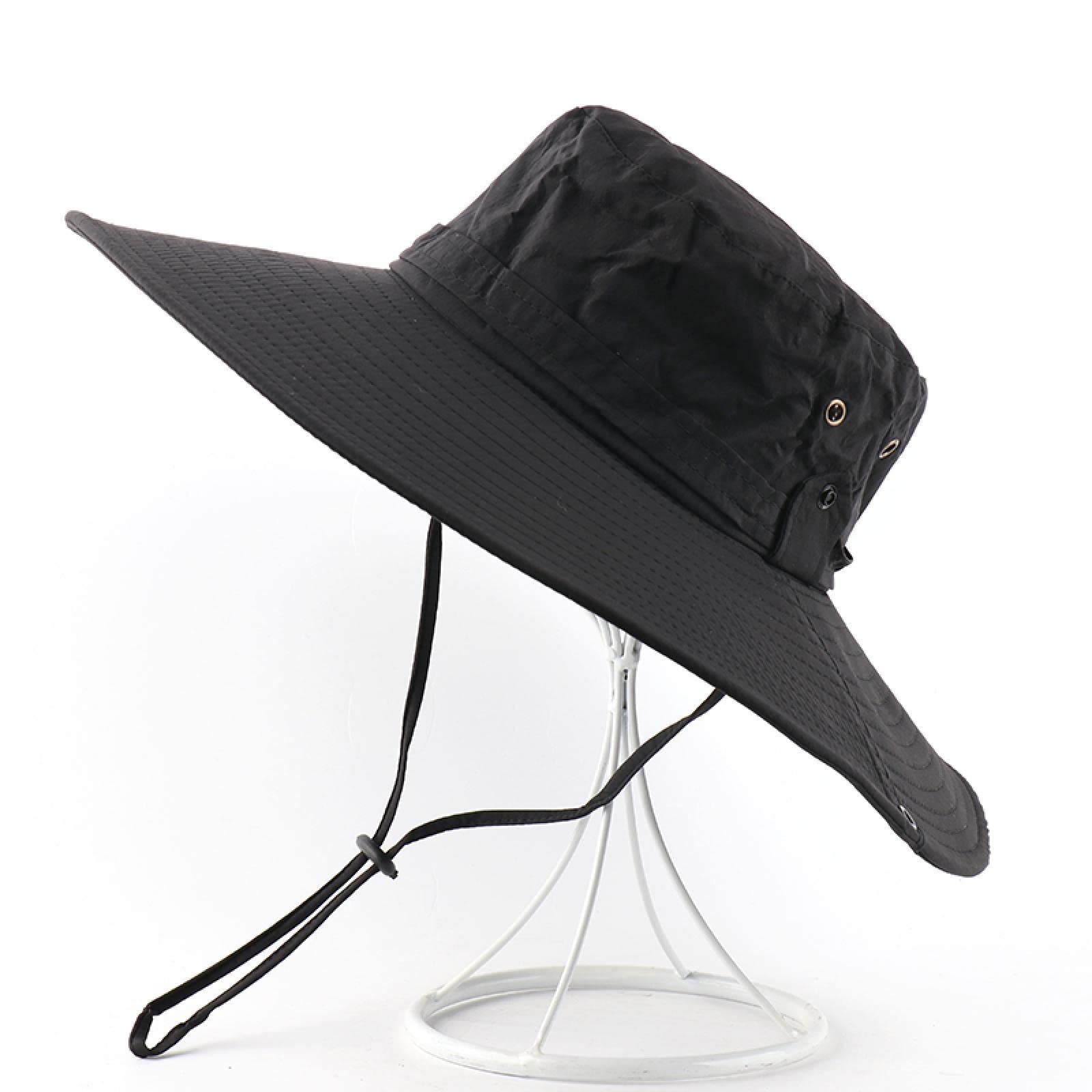 Sombrero de cubo Sombreros de cubo impermeables para mujeres Hombres Sombrero de playa de ala ancha larga Sombrero de sol de verano Pesca al aire libre Sombreros de senderismo (Negro Talla única)