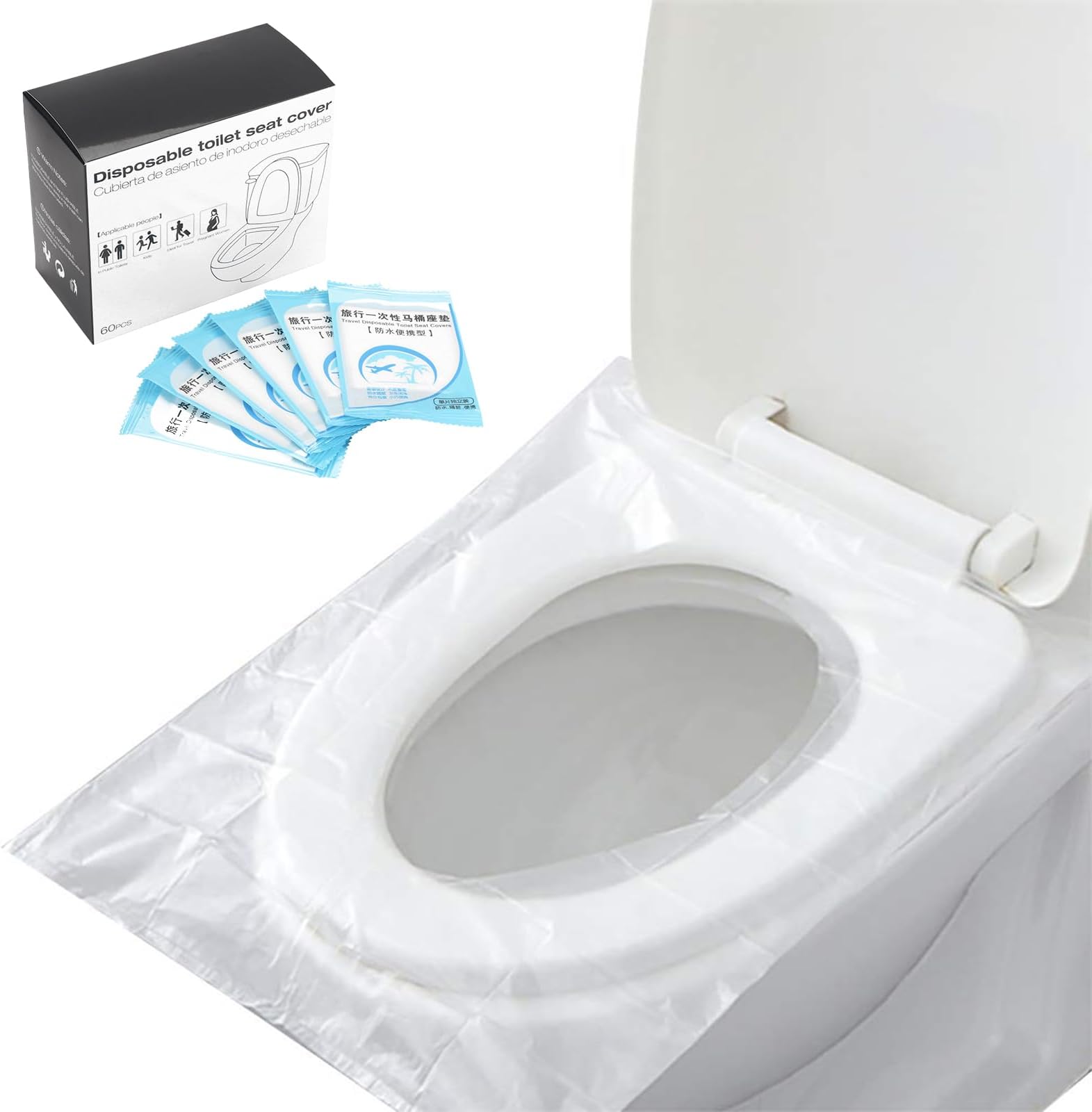 Toilet Seat Covers Disposable 60 pack for Travel Toilet Seat Cover Friendly Packing for Kids Potty Training and Adult
