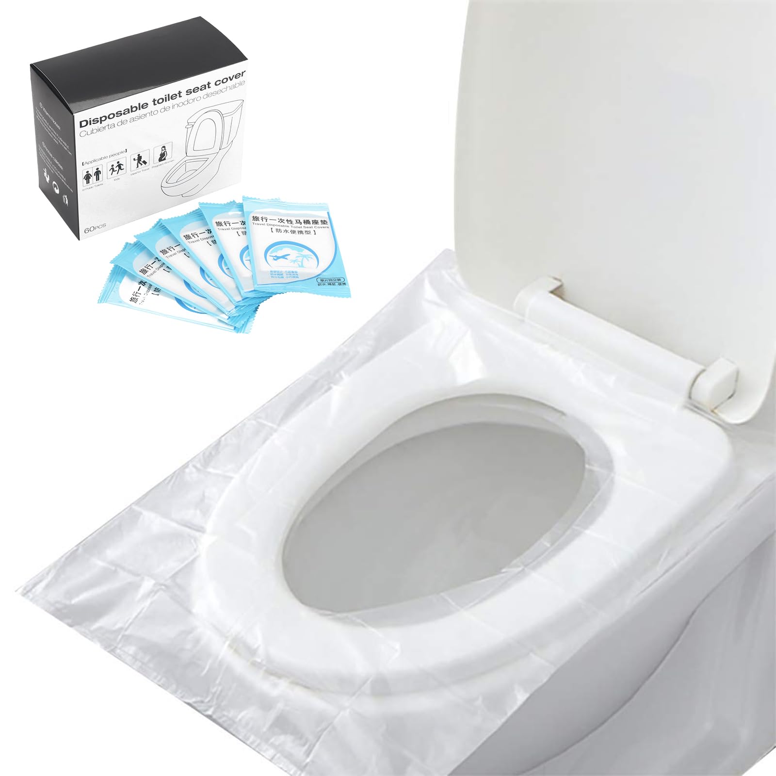 Toilet Seat Covers Disposable 60 pack for Travel Toilet Seat Cover Friendly Packing for Kids Potty Training and Adult