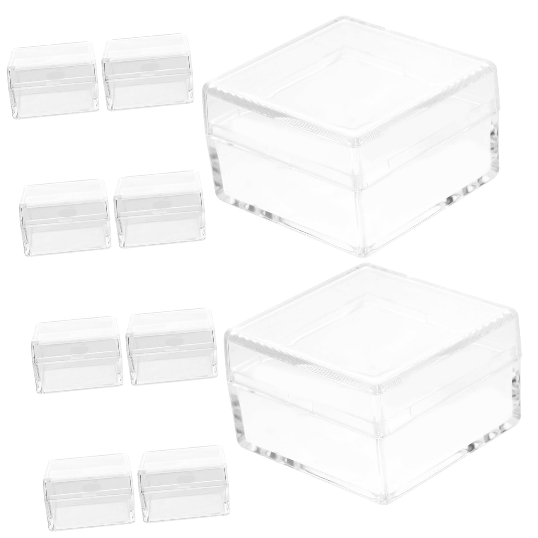 Ipetboom 10pcs Boxes Stackable Small Holder Favor Cube Storage Unit Boxes Display Mineral Sample Case Organizer Storage Containers Cube Storage Bin Compartment Party Plastic Transparent