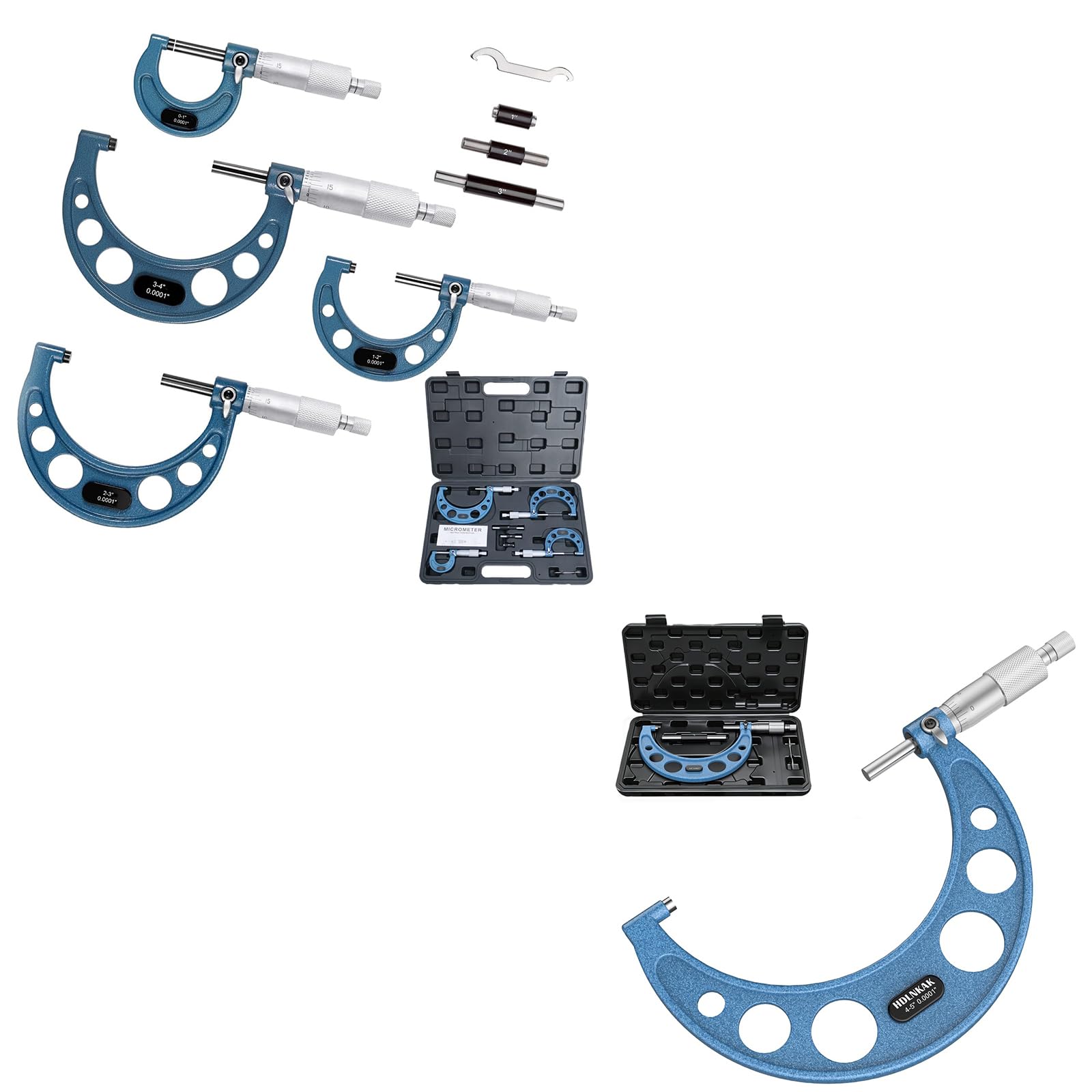 SOHNVWTGD Set, 0-4" Machinist Micrometer, 4 Pcs Machinist Tool Set, Set, 4-5" Machinist Micrometer.