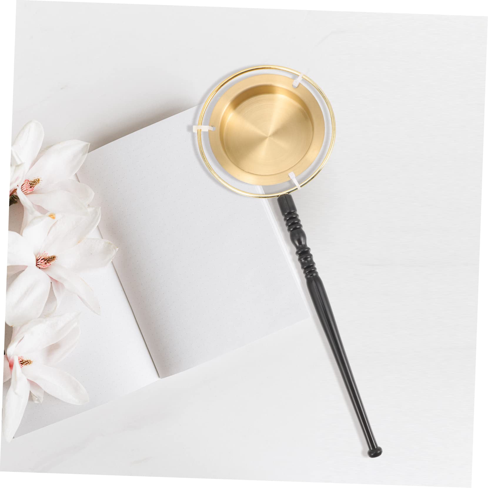 BESTonZON Traditional Buddhist Musical Instrument Wooden Handle Bronze Yin Qing Elegant Temple Ritual Chime for Meditation