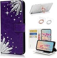 Vista 7 de STENES Bling - Funda tipo cartera compatible con iPod Touch 5/iPod Touch 6, elegante, 3D hecha a mano, S-Link, funda de piel con diseño de mariposas