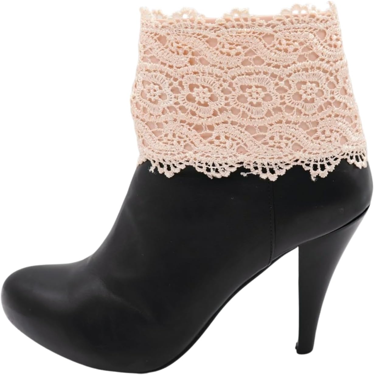 Trendy Fashion Jewelry Vintage Lace Boot Anklets Straps – 2PCS Pair Wrap Around Shoe Band, Cream Lace Band With Gold Hardware Bridal/Evening Boot BC45