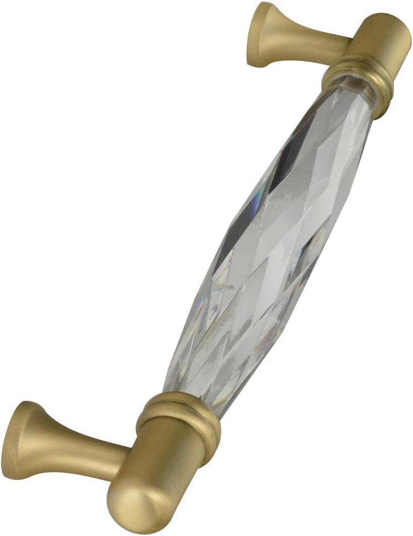 #G-310 CKP Brand 6-5/16 in. (160mm) Brilliance Crystal Collection Pull, Satin Brass Base
