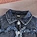 Toddler Girl Fall Outfits Heart Print Tulle Patchwork Cami Dress with Long Sleeve Lapel Button Denim Jacket (Red, 12-18 Months)