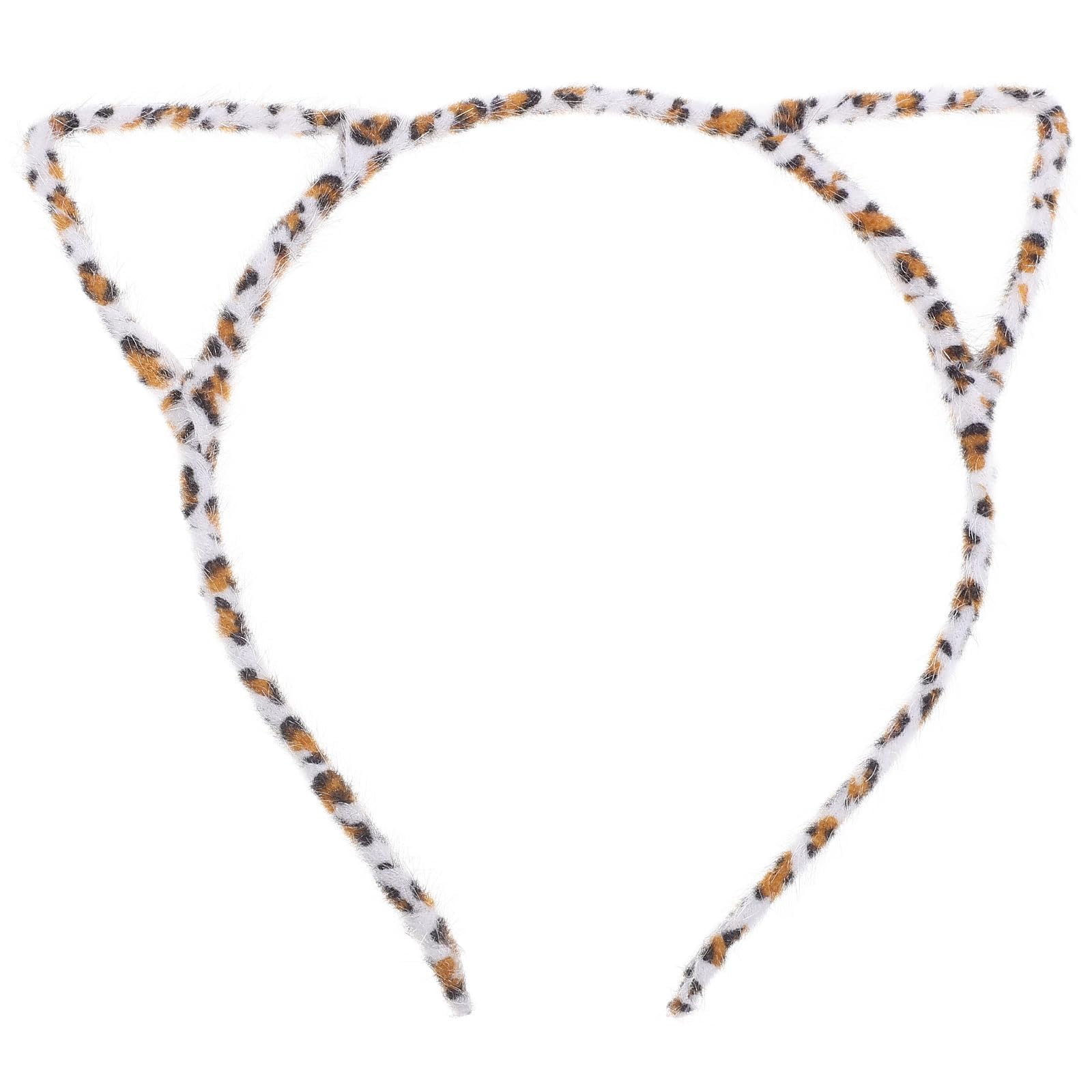Beaupretty Leopard Cat Ears Headband, Cute Furry Cat Ears Headband Cat Hair Hoop Halloween Cosplay Fancy Dress for Girls Kids