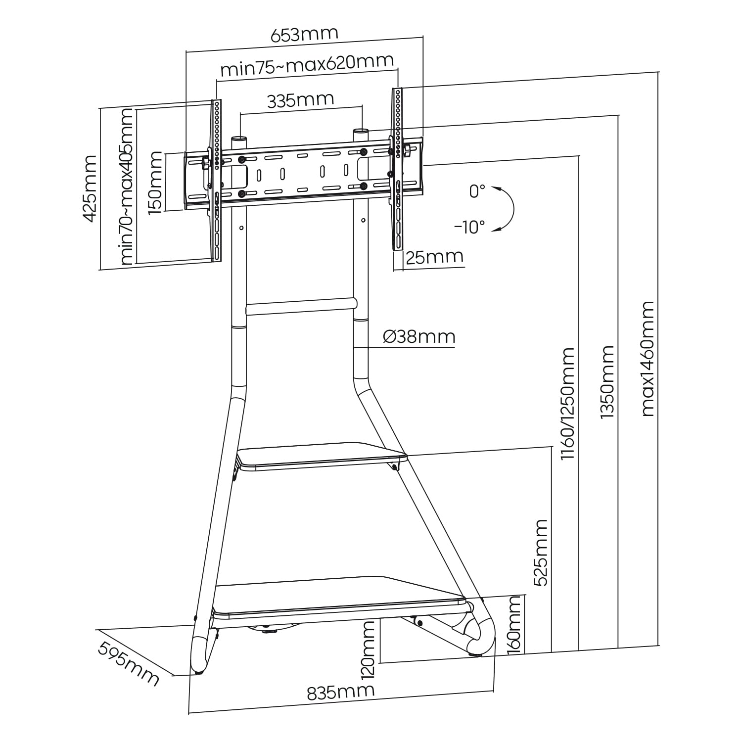 Maclean MC-455 Stojak, Czarny, 37"-75"