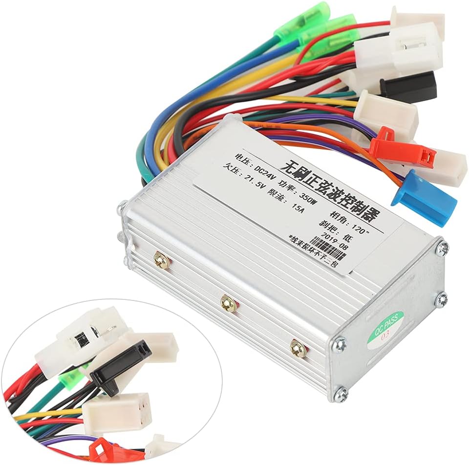 jarak dekat view of the wire connectors on the Pilipane Brushless DC Motor Controller, showing different colors and types.