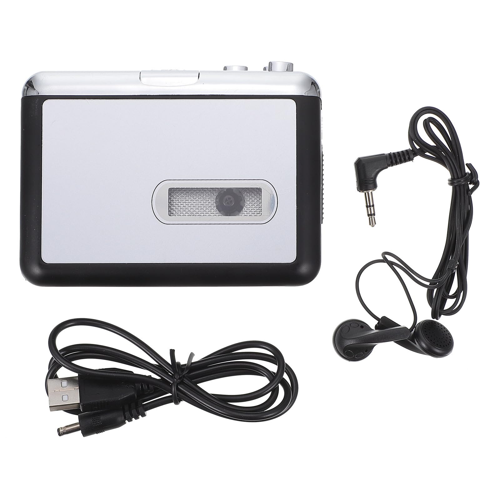 ORFOFE Lettore Tape-to-MP3 Convertitore USB in Plastica Argento, Funzione di Conversione Audio Diretta su USB, Alimentato a Batterie AA, Adatto per Appassionati di Musica
