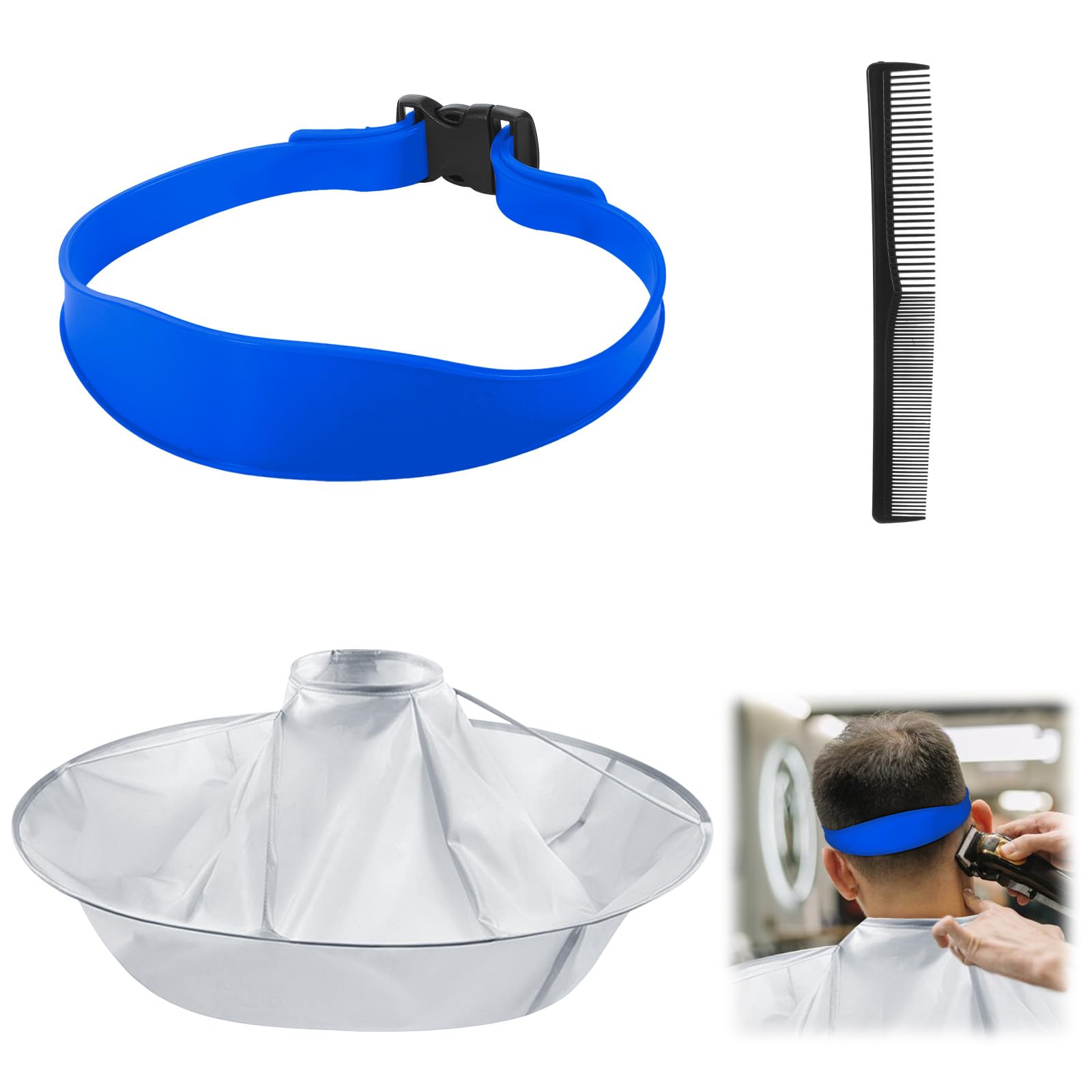 WanZEXine Fade Haircut Guide for Men, Self Haircut Kit for Men, Include Hair Cutting Guide & Cape Umbrella & Comb, Neckline Shaving Templat, DIY Hair