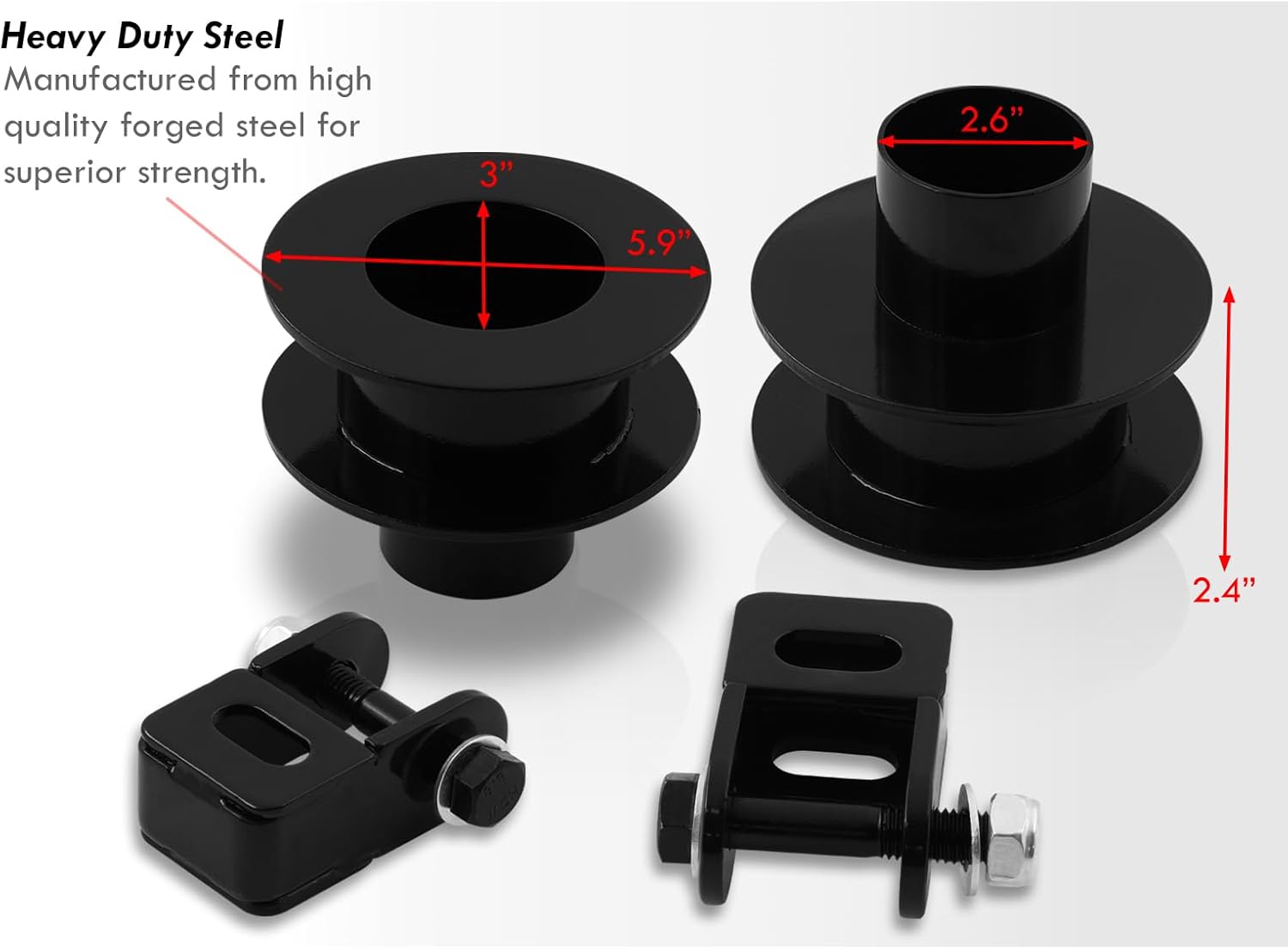 AJP Distributors 2.5" 2.5 Inch Front Leveling Lift Kit Spacers + Shock Extensions Black Compatible/Replacement For F250 F350 Super Duty 4X4 4WD 05 06 07 08 09 10 11 12 13 14 15 16 17 18 19 20 21 22 23