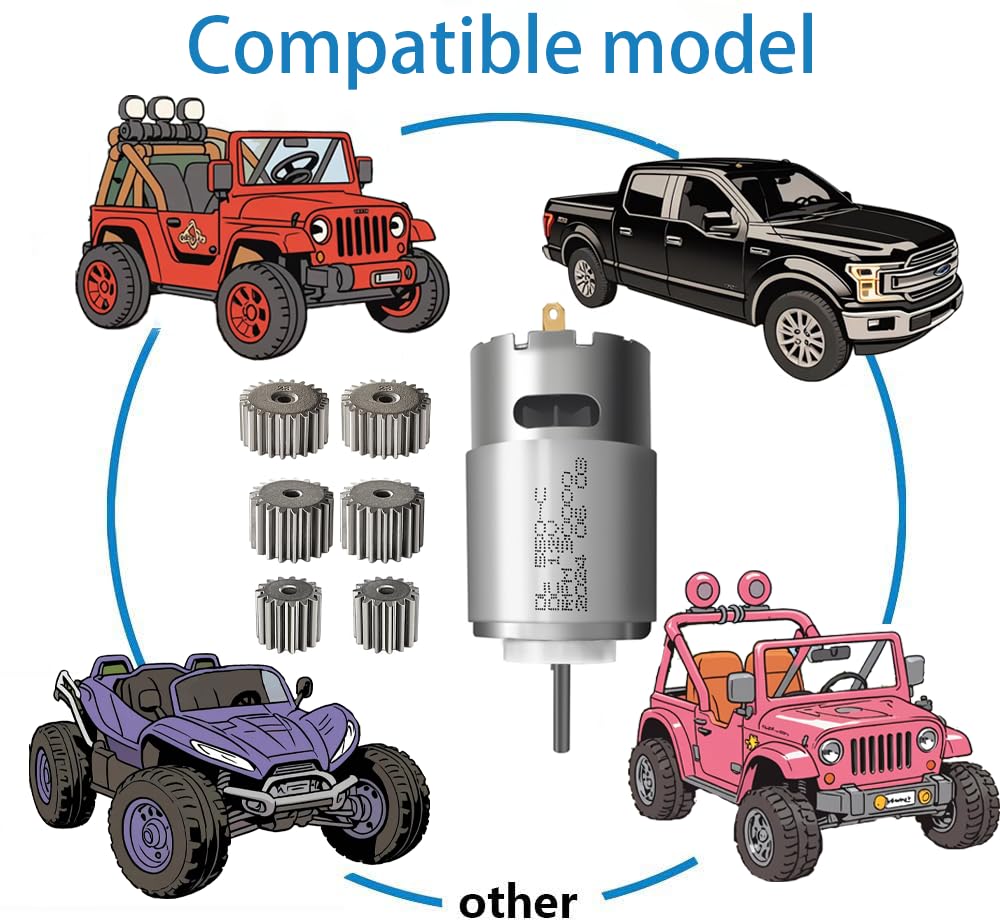 2PCS 24 Volt RS555 35000RPM High-Speed 7R Motor (15T/19T/23T) for Fisher Price Power Wheels Kids Ride On Car Motor Upgrade,18V&20V&24V RS555 Motor for Kid's Ride On Vehicals DIY Upgrade 15T&19T&23T