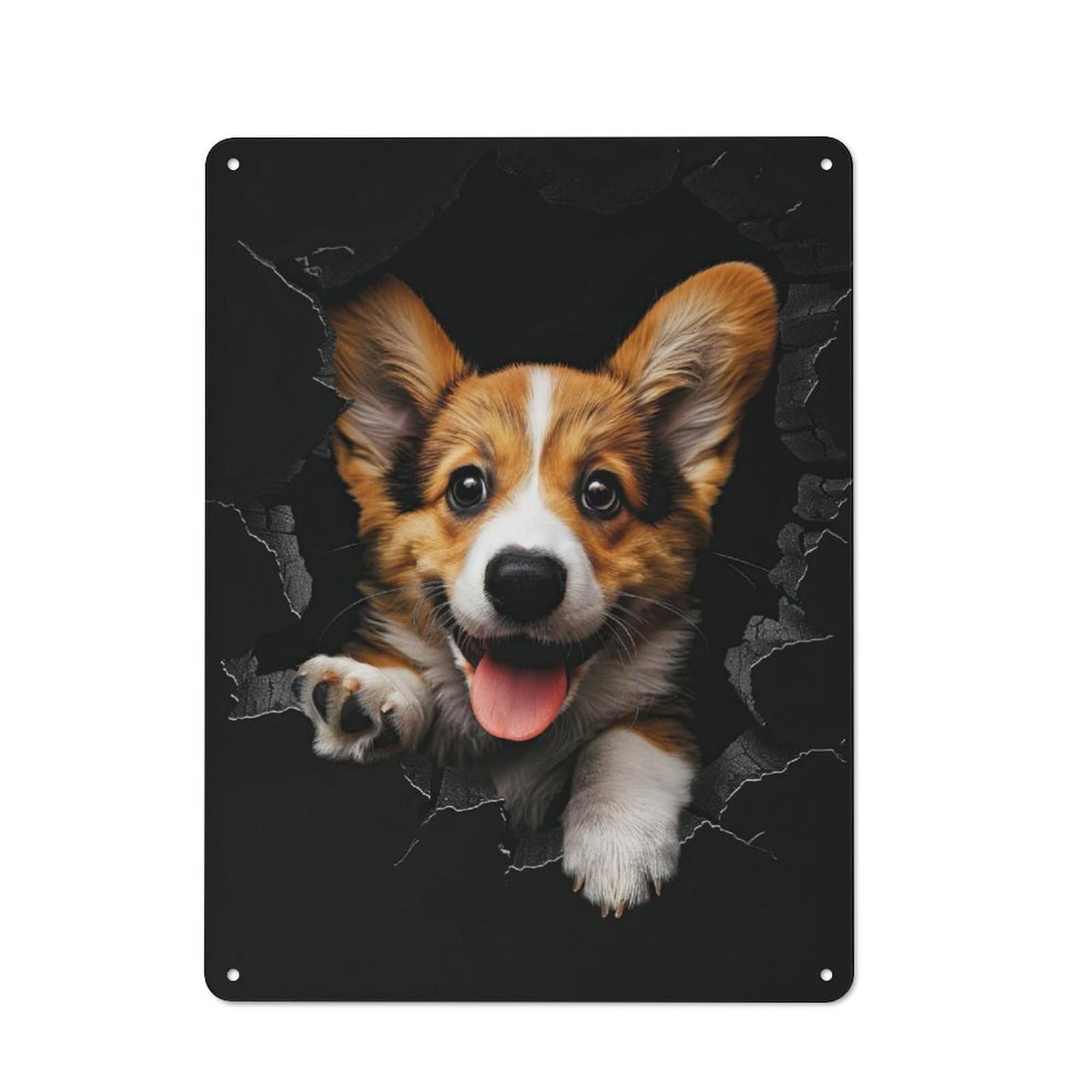 Junmoney Pemproke Welsh Corgi Rustic Metal Wall Sign 40X30cm For Home Office Or Studio, For Garage, Workshop And Man Cave Decoration