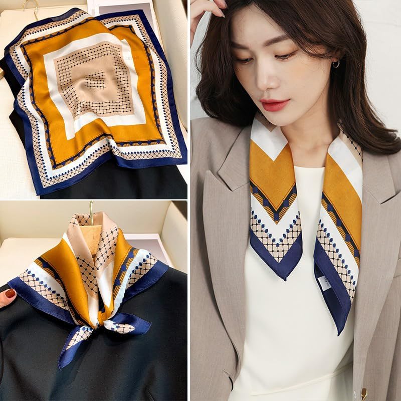 PoeticEHome 100% Pure Mulberry Silk Square Scarf 27"x27" Women Neckerchief Headscarf Gift Packed - Image 2