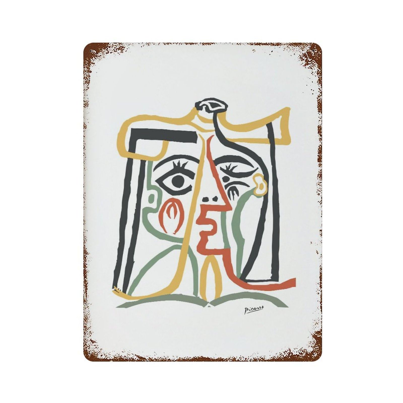 xiaoxiaoshen Picasso Head of A Woman Surrealist Minimalist Wall Decor Art Metal Tin Poster Modern Home Decor Art Home Bar Shop Decorations Vintage Sign 40x30cm