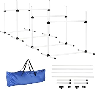 PawHut 4-Piece Adjustable Jump Set, White