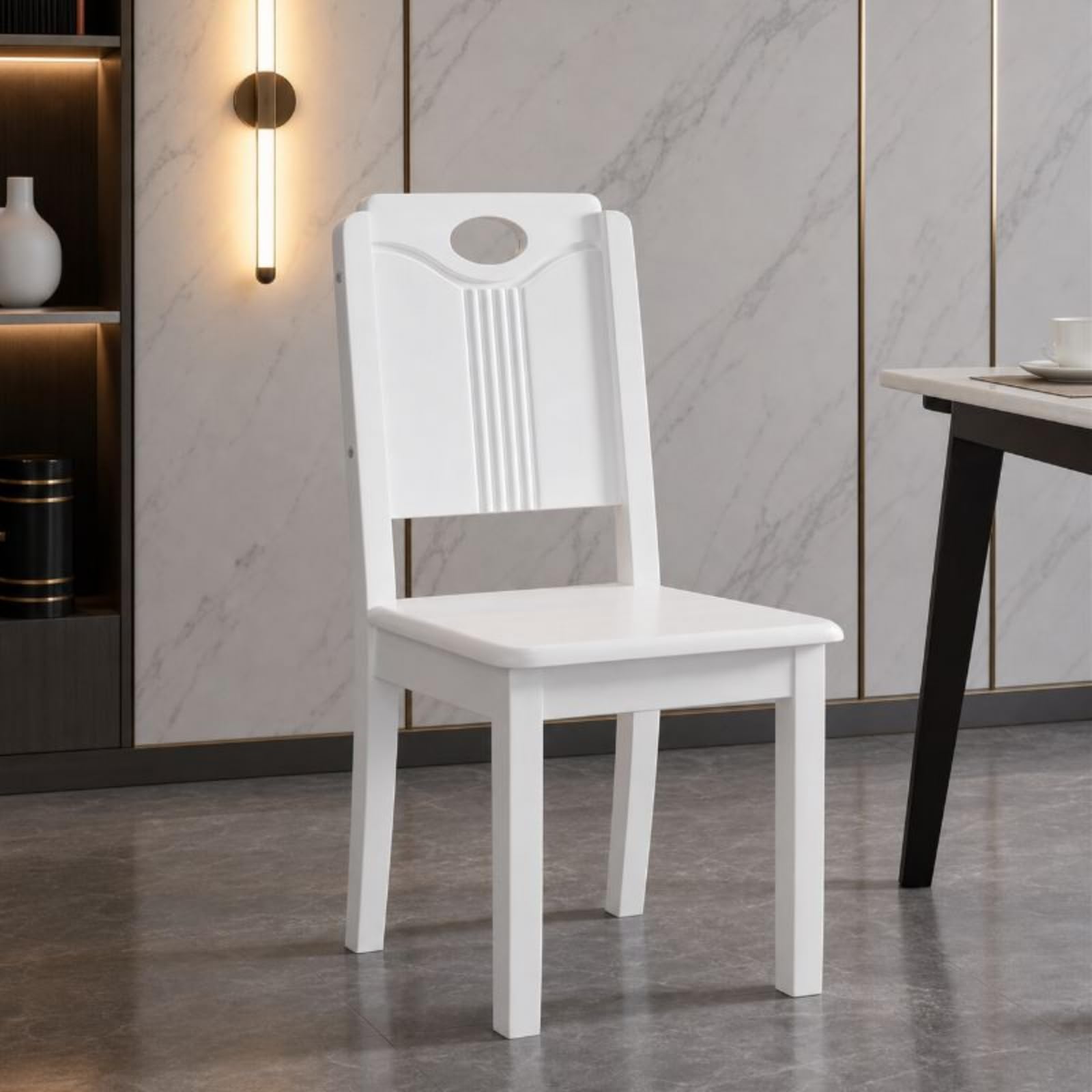 Chaise Salle à Manger Non Pivotante Chaise En Bois Massif Épuré Meuble pour Restaurant, Noir, Gris, style to 2