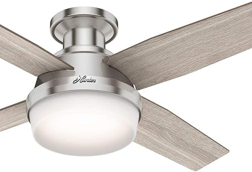 Miniatura 4 de Hunter Fan 44 inch Brushed Nickel Low Profile Ceiling Fan with Light Kit and Remote Control for Bedroom, Living Room, Dining Room, Kitchen, Office