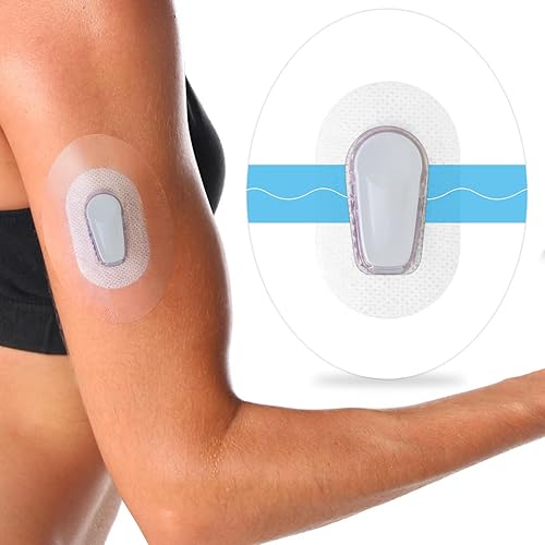 Kuruyo Parches adhesivos para Dexcom G6 Sensor Covers Overpatch Cinta de película transparente, paquete de 60, color azul