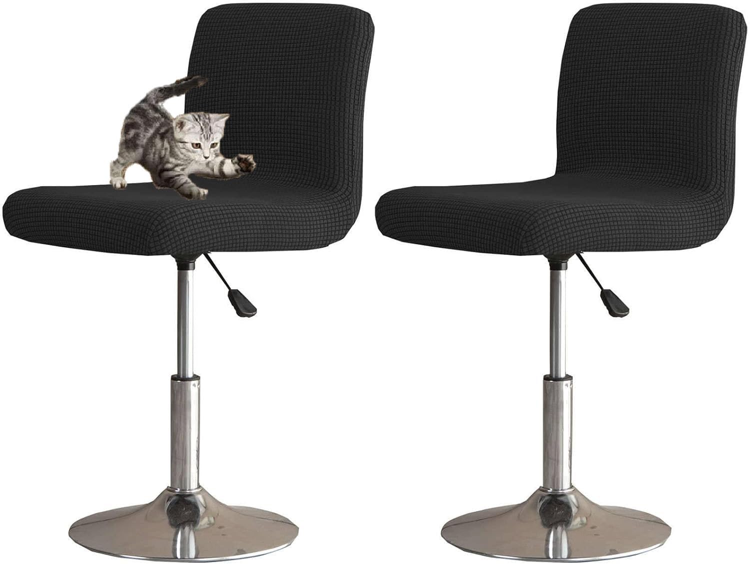 HACLEN Bar Stool Covers with Backs Set of 6 4 2, Stretch Pub Counter Stool Covers, Removable Barstool Covers Slipcovers for Bar (Black,4 PCS)