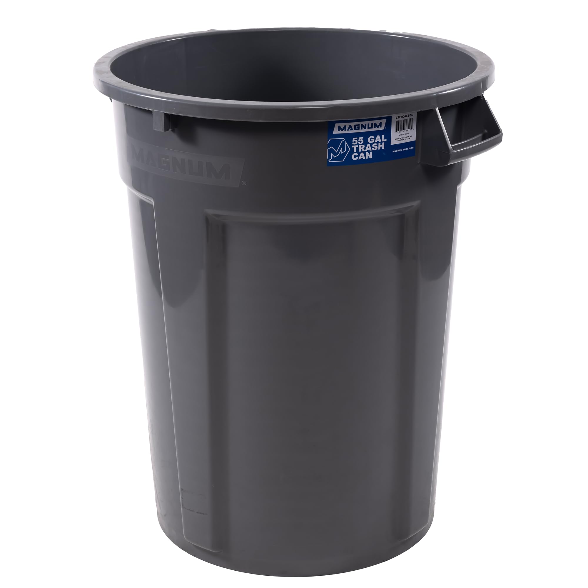 Photo 1 of Magnum Tool 55 Gallon Trash Can, Construction Grade, Heavy Duty Plastic, Jobsite Ready for Handling and Holding Garbage CMTC-C000-55G04 (4 Pack)