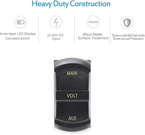 Miniatura 5 de MICTUNING - Voltímetro digital LED con panel doble, monitor de voltaje estilo interruptor basculante para camioneta, pickup y camión con paquete de