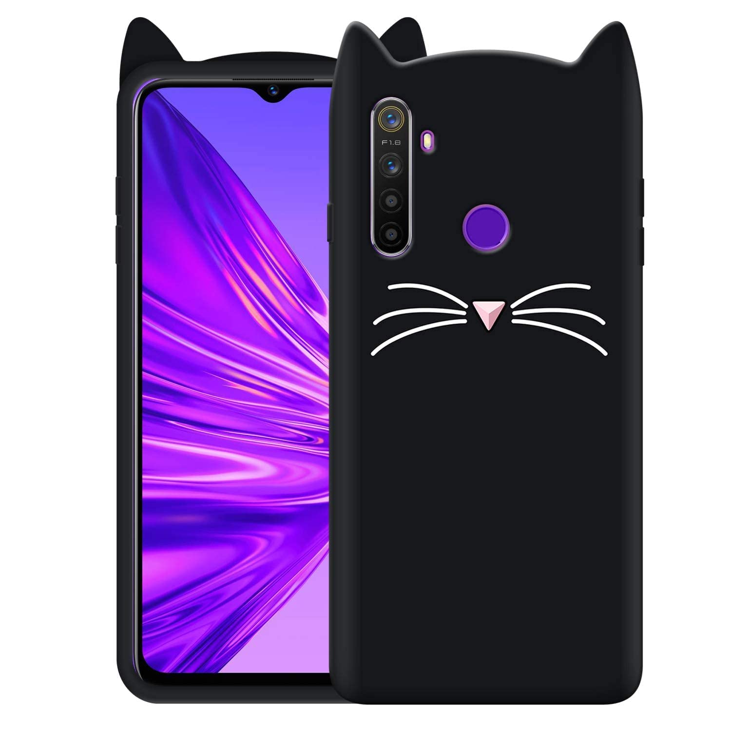 COVERBLACK Coloured 3D Cat Soft Silicone Rubber Back Cover for Realme X2 - Dark Black (B0CW6FQT65) Amazon Price History, Amazon Price Tracker