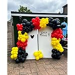 166Pcs Red Yellow Black Balloon Garland Arch Kit - Mouse Party Decorations with 18 12 10 5 Different Sizes Latex Party Balloons for Birthday Baby Shower Cartoon Game Theme Backdrop Decorations - Image 4