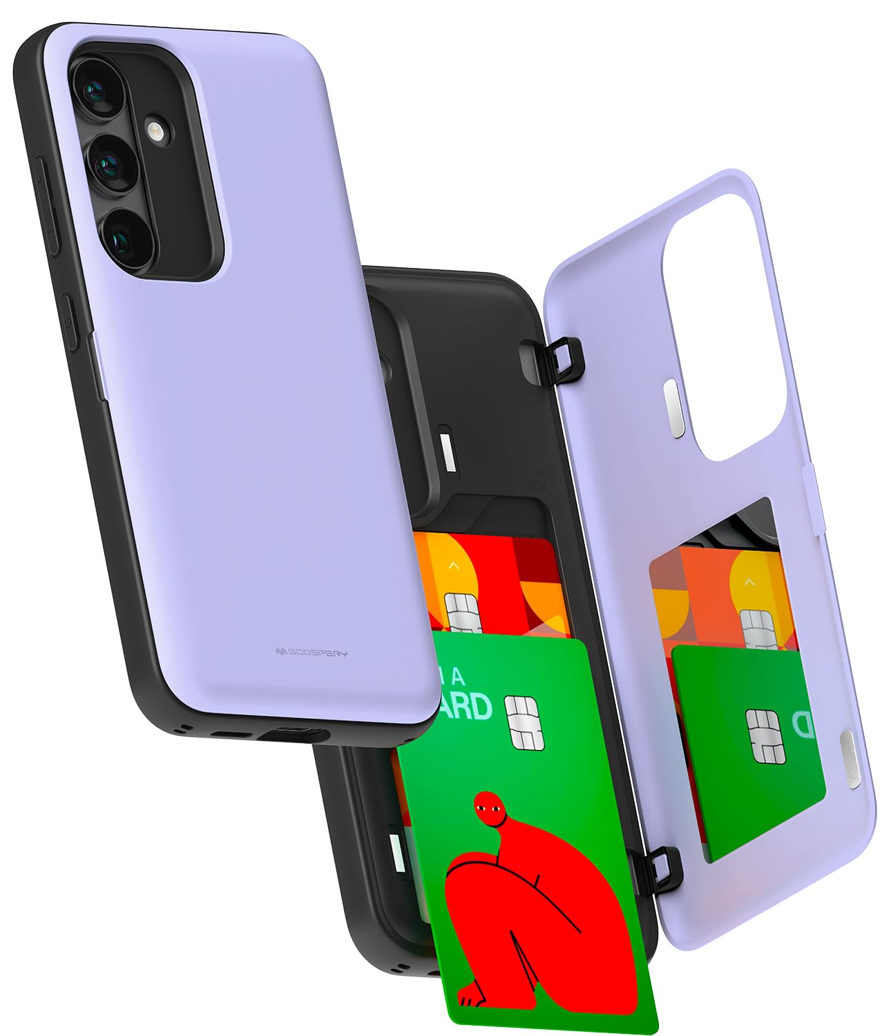 GOOSPERY Magnetic Door Bumper Compatible with Galaxy S24 Plus Case, Card Holder Wallet Easy Magnet Auto Closing Protective Dual Layer Sturdy Phone