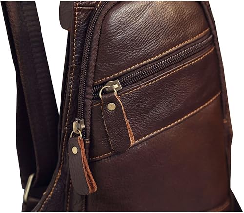 Miniatura 3 de Mochila estilo bandolera de piel para hombres y mujeres, bandolera de hombro, al pecho, mochila de uso diario para viajes, al aire libre,