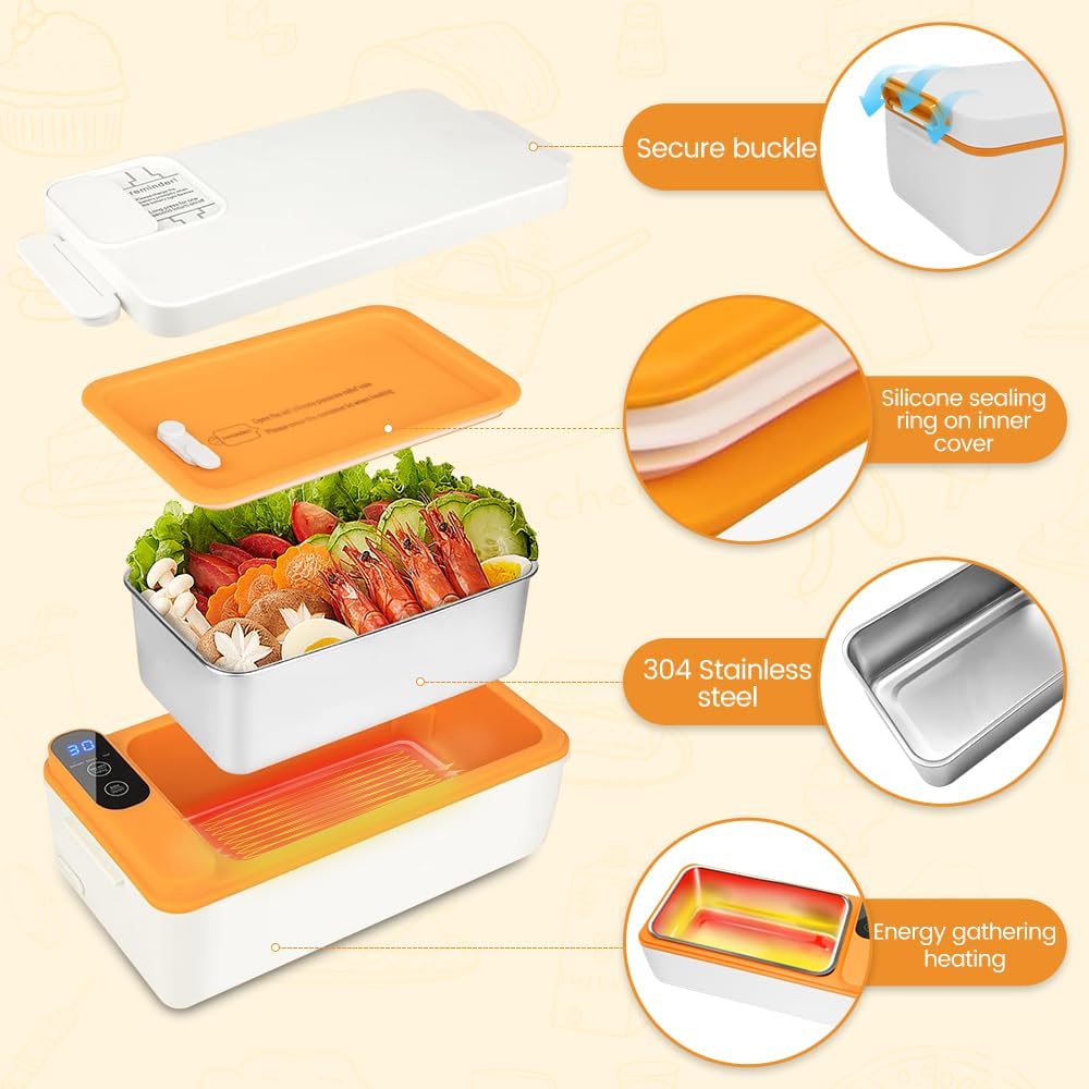 Cordless Electric lunch box, Battery Powered Heated Lunch Box，Food Heate 1L Adjustable heating time Comes with tableware and insulated bag Used for trucks, camping, offices - Image 6