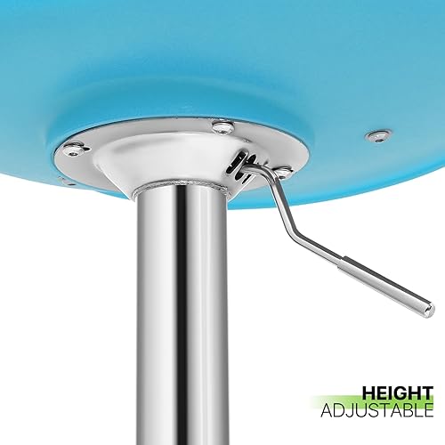 Miniatura 34 de Magshion Juego de 2 taburete giratorio de plástico con respaldo alto con almohadilla de asiento de cuero PU Chrome Air Lift w/reposapiés multicolor