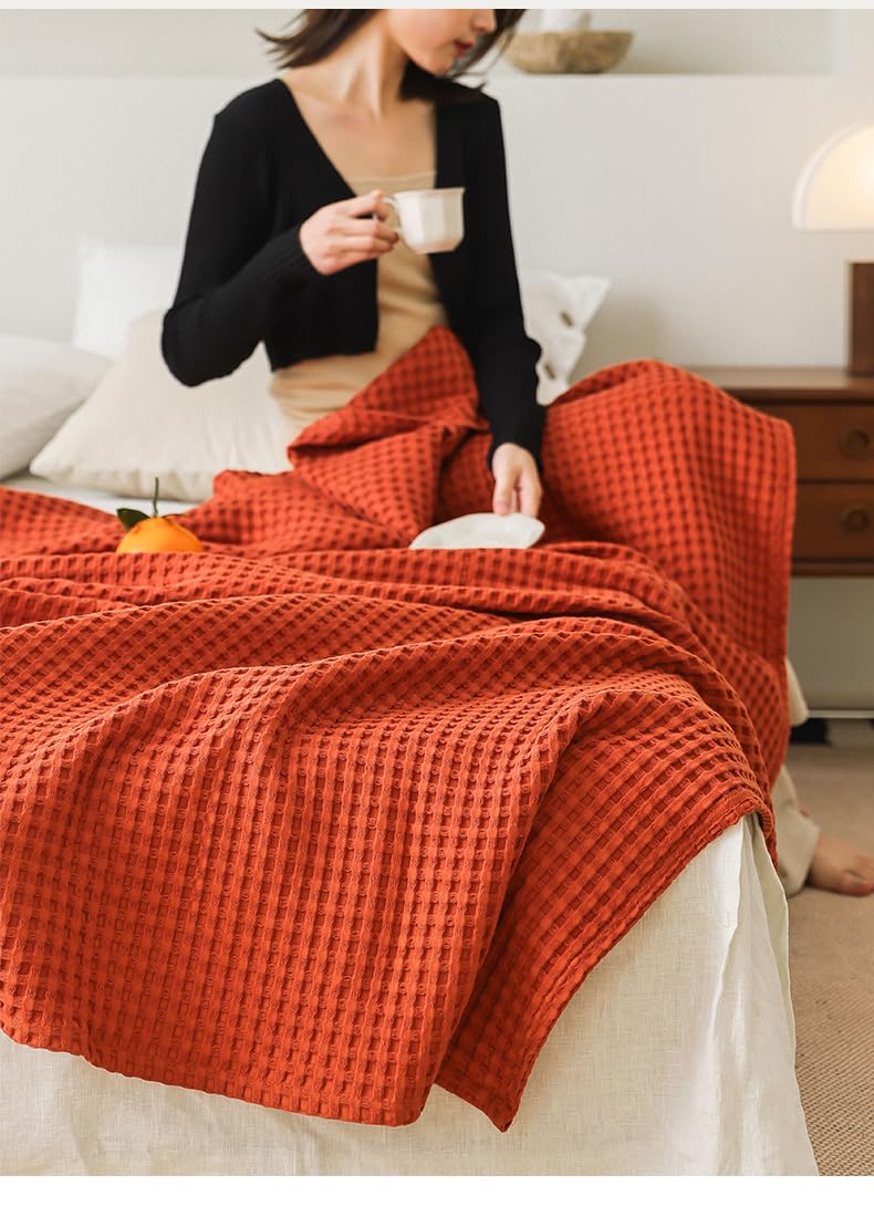 Coperta a nido d'ape, morbida e calda, per divano letto, da viaggio, colore: rosa fard – 200 x 240 cm