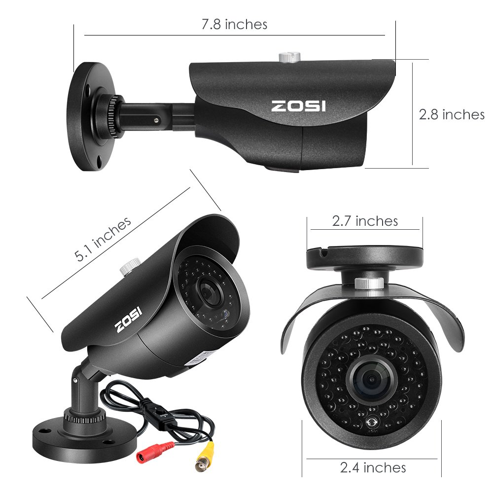 Amazon.co.jp: ZOSI 防犯カメラ4台セット フルハイビジョン1080P 200万