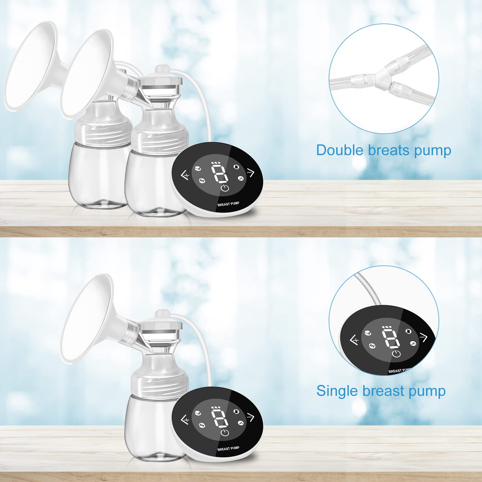 Tiralatte Elettrico, Tiralatte Portatile Doppio Ricaricabile con 4 Modalità 9 Livelli, Ultra Silenziosa Tiralatte con Touchscreen Sensibile, Senza BPA