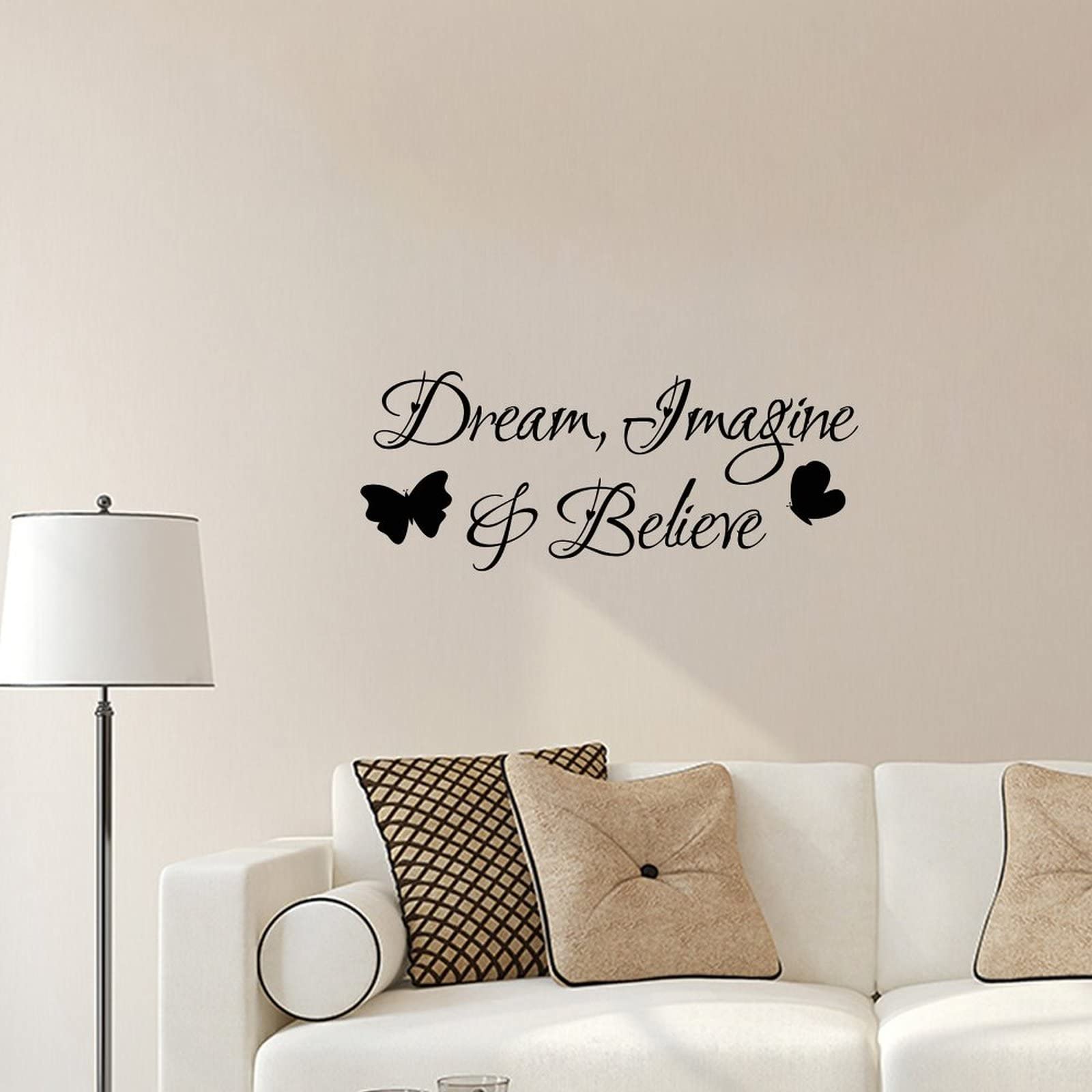Autocollant Mural Citation Vinyle "Rêve Imagine Crois" - Décalcomanie Design, Neuf, Référence RV598 RexburgVinyl